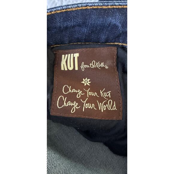 Kut From The Kloth Sz 4 Blue Whiskering Distressed Straight Katy Boyfriend Jean - Picture 6 of 8